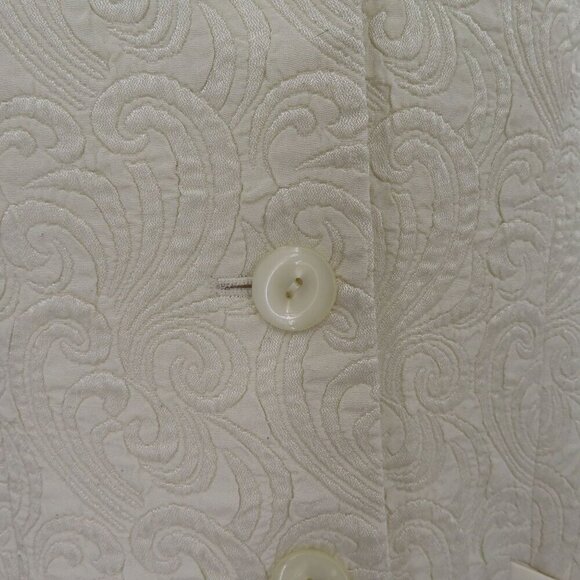 Le Suit Women 6 Ivory Cream Damask Scroll Long Collared Suit Jacket Formal Coat - Picture 3 of 10